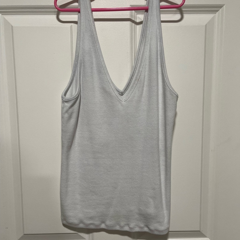 Abercrombie & Fitch White Ribbed Tank Top